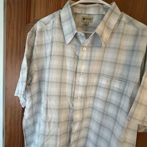 Haggar Men's Light Gray Plaid Shirt